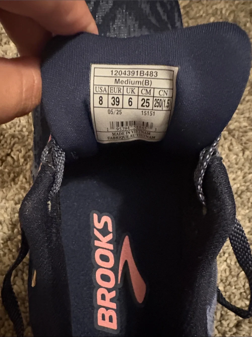 Brooks Women's Navy and Pink Running Sneakers